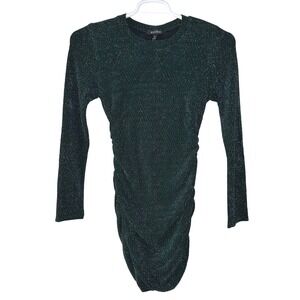 Speechless Mini Dress Junior Medium Emerald Green Metallic Ruch Bodycon Holiday
